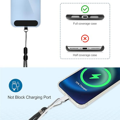 takyu Phone Lanyard, 2 Pack Adjustable Cell Phone Lanyard Crossbody Neck Strap & 2 Pack Phone Wrist Strap with 2 Pcs Tether Tabs Compatible for iPhone Android Smartphones-Black Grey - color: Black+grey