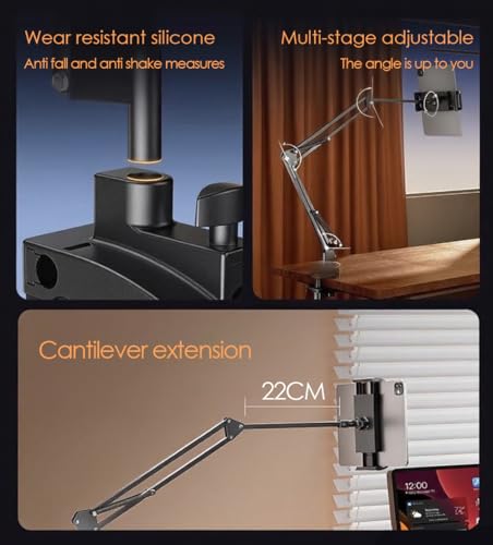 YTDSUPTablet Stand for Desk, 360° Rotation, Adjustable Gooseneck Tablet Arm - size: Base - 5 Hole Positions