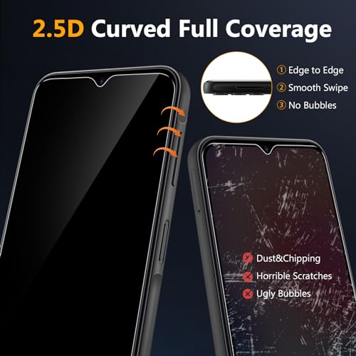 Asstar [2 Pack] Privacy Screen Protector for Samsung Galaxy A25 5G 6.5" Protection - color: Black-A25