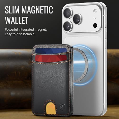 for Magsafe Wallet Magnetic RFID Blocking Card Holders, Black | Strong Magnet Phone Wallet , Compatible with Magsafe Phones and Cases, for iPhone 17/16/15/14/13/12/Pro/Max/Plus Series - color: Black