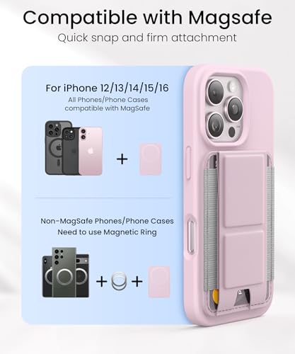 GONEZ for MagSafe Wallet with Stand, Stronger Magnetic Card Holder for iPhone 17/16/15/14/13/12 Series, Premium Leather Phone Wallet with RFID Blocking, 1 Slot, Fit 5 Cards, Pink - color: PINK