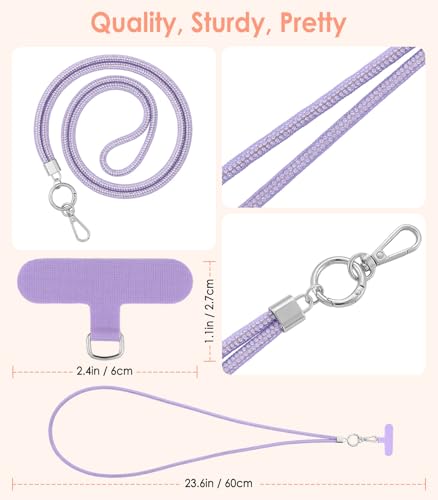 MoKo Universal Phone Lanyard, Metal Cell Phone Chain Crossbody Strap Anti-Theft Detachable Women Cellphone Lanyards Around The Neck with Patches for iPhone, Most Smartphones - Crystal Purple - color: Crystal Purple