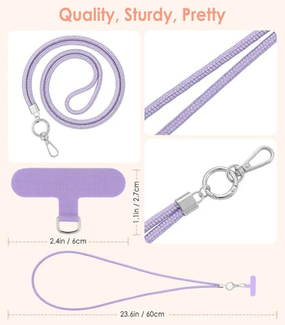 MoKo Universal Phone Lanyard, Metal Cell Phone Chain Crossbody Strap Anti-Theft Detachable Women Cellphone Lanyards Around The Neck with Patches for iPhone, Most Smartphones - Crystal Purple - color: Crystal Purple