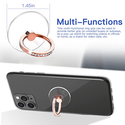 YINHEXI 2 Pcs Transparent Phone Ring Stand Holder Cell Phone Ring Holder Finger Grip 360 Degree Rotation (Rose Gold & Diamond-1) - color: Rose Gold & Diamond-1