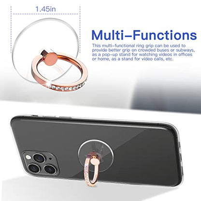 YINHEXI 2 Pcs Transparent Phone Ring Stand Holder Cell Phone Ring Holder Finger Grip 360 Degree Rotation (Rose Gold & Diamond-1) - color: Rose Gold & Diamond-1