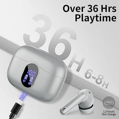 Wireless Earbuds, Bluetooth 5.4 Headphones Bass Stereo, Graphite Gray - color: Graphite Gray