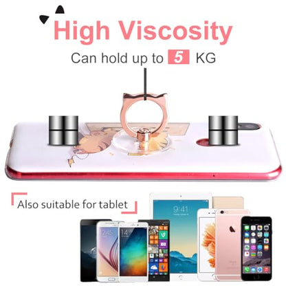 Cat Phone Ring Holder - EI Sonador Clear Cell Phone Ring Holder Transparent Stand Finger Grip (1 Silver + 1 Rose Gold Cat) - color: 1 Silver + 1 Rose Gold Cat