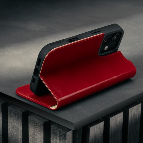 TORRO Leather Case Compatible with iPhone 17 6.3" 2025 - Premium Leather Wallet Flip Case with Kickstand and Card Slots (Compatible with Official MagSafe Chargers) - Red - color: Red, size: iPhone 17