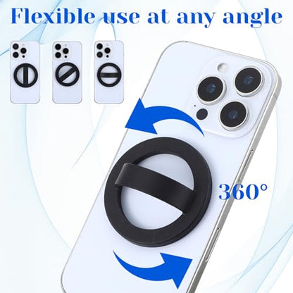Magnetic Silicone Ring Grip Phone Holder Rotating Finger Loop Ring Grips Holder Soft Portable Magnetic Phones Loops Removable Silicone Loop Grip Compatible with Phone Case Back of Phones
