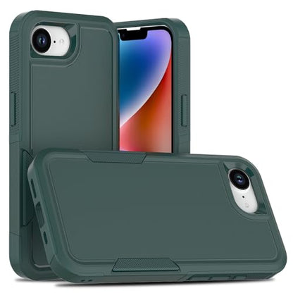 for iPhone 16E / iPhone 17E Case: Dual Layer Protective Heavy Duty Cell Phone Cover Shockproof Rugged with HD Screen Protector - Military Protection Bumper Tough - for iPhone 16E / 17E, Dark Green - color: Dark Green (PC) + Dark Green (TPU)