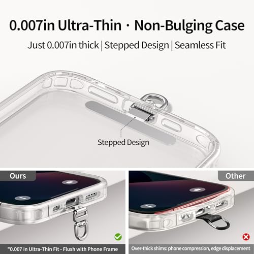saxsion Phone Tether Tab & Lanyard Tab, 360° Swivel Clip - Ultra Thin Stainless Steel Universal Patch for All Phone Cases - color: Fashion Silver*2