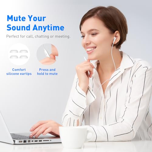 APETOO 3.5mm Wired Earbuds in-Ear Headphones School Chromebook Laptop White - color: White