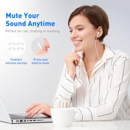 APETOO 3.5mm Wired Earbuds in-Ear Headphones School Chromebook Laptop White - color: White