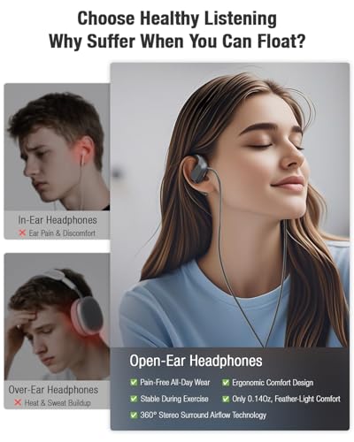 3.5mm Wired Earbuds USB Wired Headphones | Open Ear Headphones with Mic | Running Earbuds with Rotatable Earhook & Volume Control | Corded Plug-in for Traditional Phones, PC, Car AUX, Nintendo Switch