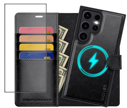OCASE for Samsung Galaxy S24 Ultra Detachable Wallet Case with Card Holder, [2 in 1] PU Leather Flip Folio Case with RFID Blocking Magnetic Stand Shockproof Phone Cover 6.8 Inch 2024, Black | [Removable Magnetic Case] [Wireless Charging] [Card Slot] Mobil