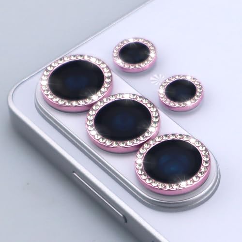 for Samsung Galaxy S26 Ultra Camera Lens Protector, Bling Diamond Metal Ring Tempered Glass Lens Cover, Sparkly Rhinestone Accessories (Pink) - color: Pink
