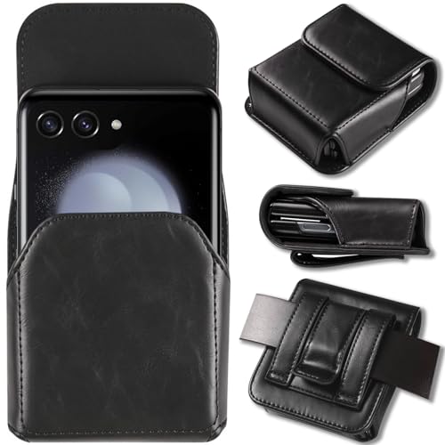 NINKI Galaxy Z Flip 8 Case Holster for Motorola Razr 2026 Holster Cover 2025/2024 / 2023 Razr Plus,Moto Razr 2026 Waist Holder Z Flip 7 6 5 4 3 Bag for Sumsung Z Flip 8 Pouch Carrier Belt Clip,Black - color: Black