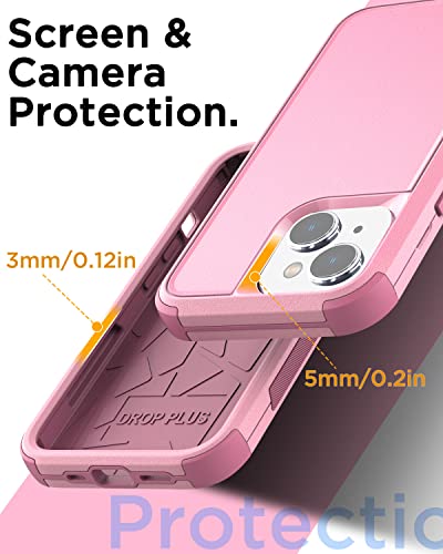 AICase Heavy Duty 3-Layer Rugged Case for iPhone 13/iPhone 14, Military Grade Drop Proof, Dust Proof, Pink - color: Pink Case