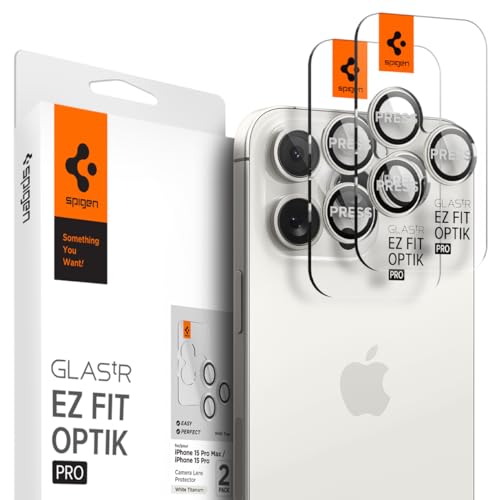 Spigen GlasTR EZ Fit Optik Pro Camera Lens Protector, White Titanium, 2 Pack - color: White Titanium