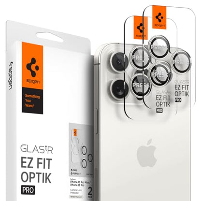 Spigen GlasTR EZ Fit Optik Pro Camera Lens Protector, White Titanium, 2 Pack - color: White Titanium