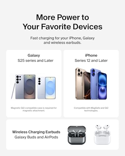 Belkin Qi2 15W Wireless Fast Charging Station, 2 in 1 iPhone Charger - color: White, style: 2 in 1