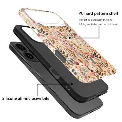 Compatible with iPhone 17 Pro Max,Anti-Scratch Glossy Case Cover,Boho Romantic Embroidery Flower - color: Boho Romantic Embroidery Flower, size: IPhone 17 Pro Max