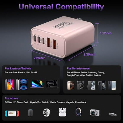 USB C Super Fast Charger Block, 100W USBC Charging Block Wall Plug Adapter - color: Pink