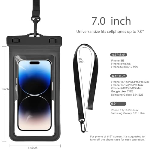 Waterproof Phone Pouch, with Inside Card Holder, Large Waterproof Case Compatible with iPhone 17 16 15 14 13 Pro Max, Beach Cruise Essentials, 2 Pack, Pink and Black - color: A4-Pink and Black