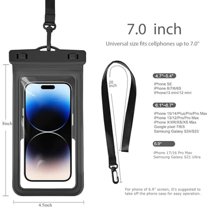 Waterproof Phone Pouch, with Inside Card Holder, Large Waterproof Case Compatible with iPhone 17 16 15 14 13 Pro Max, Beach Cruise Essentials, 2 Pack, Pink and Black - color: A4-Pink and Black