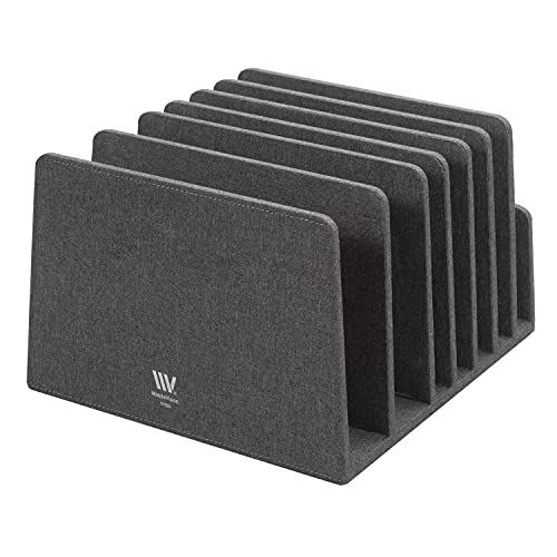 MobileVision Executive Dark Gray Device Organizer for Smartphones, Tablets and Laptops, 7 Slots with Extra Wide Slots for Laptops - color: Dark Gray, 7 -Slot