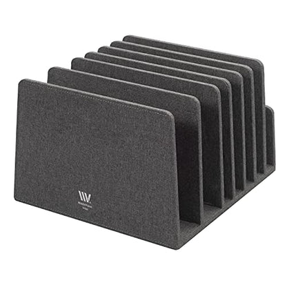 MobileVision Executive Dark Gray Device Organizer for Smartphones, Tablets and Laptops, 7 Slots with Extra Wide Slots for Laptops - color: Dark Gray, 7 -Slot