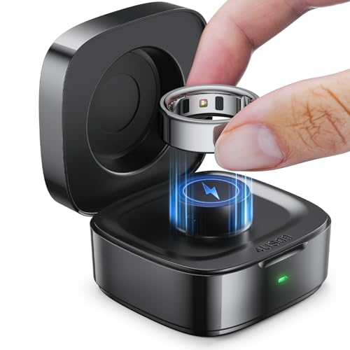 Wireless Charging Case Compatible with Ou-ra Ring Gen 4 Charger, 600mAh Portable Travel Ring Charger Fast Charging Dock with USB-C Cable (Size 9-Black)