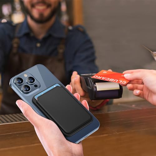 miracase for MagSafe Wallet, Magnetic Card Wallet Holder, Compatible with MagSafe Wallet, 3-Card Holder, for iPhone 15/14/13/12 Series,Black - color: C-Black, style: Basic Wallet