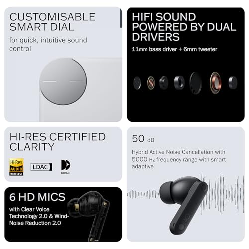 CMF Buds Pro 2 Wireless Earbuds with Smart Dial, 50dB Hybrid Noise Cancelling Earbuds Wireless Bluetooth 5.3, 11mm Bass with LDAC, 6 Hi-Res Audio Mics, 43H Playtime, Fast Charging Case, Orange - color: Orange