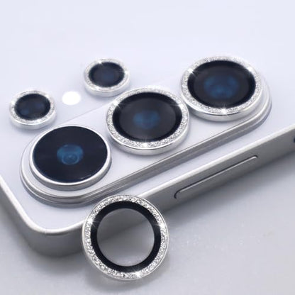 for Samsung Galaxy S26 Ultra Camera Lens Protector, Bling Glitter Metal Ring Tempered Glass Lens Cover Accessories (Silver) - color: Silver