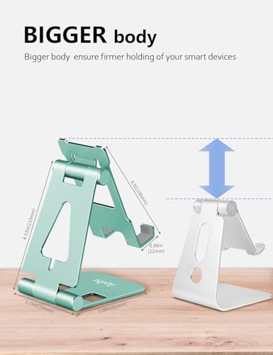 Aoviho Foldable Cell Phone Stand for Desk, Holder for iPhone,Mint Green - color: Mint Green