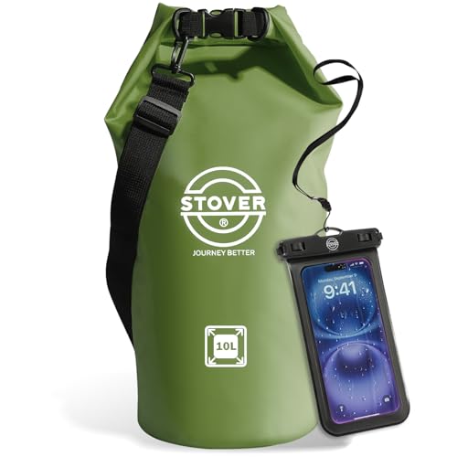 5/10/25/30/40L Waterproof Dry Bag, Medium Lightweight Roll Top Dry Bag Backpack w/Waterproof Phone Case, Kayaking, Travel, Hiking, Fishing, Tubing, Camping, the Beach, Men/Women (Green) - color: 5/10l Green, size: 10L