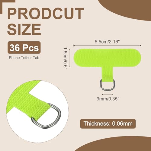 uxcell 36pcs Phone Tether Tab, Universal Phone Lanyard Patch T Shape Cell Phones Strap Replacement Part for Most Smartphone Cases, Grass Green - color: Grass Green