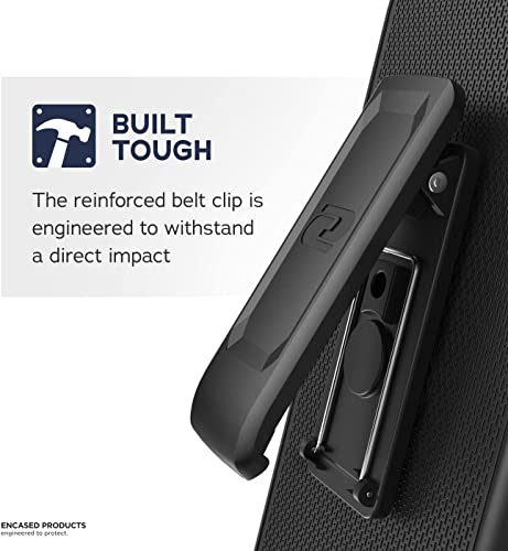 Encased Falcon Designed for Samsung Galaxy S21 FE Belt Clip Case, Full Body Protective Phone Case with Holster (Black) - size: S21 FE