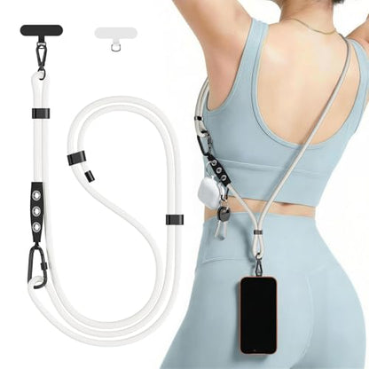 Phone Strap Crossbody Phone Lanyard with 2 Phone Tabs,Adjustable Anti Theft Phone Strap for iPhone Around with Hanging Loops ,Skin-Friendly,Universal Cell Phone Neck lanyard for Outdoor Travel (Khaki) - color: Khaki