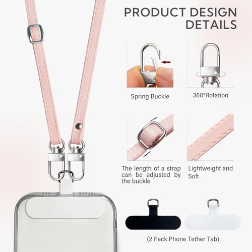 BFSD·DM Phone Crossbody Strap, Universal Crossbody Patch Phone Lanyards,Phone Lanyards for Around The Neck,Phone Strap,Compatible with Most Smartphones, (Pink) - color: Pink