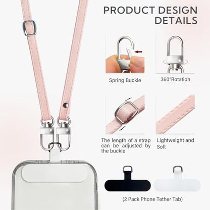 BFSD·DM Phone Crossbody Strap, Universal Crossbody Patch Phone Lanyards,Phone Lanyards for Around The Neck,Phone Strap,Compatible with Most Smartphones, (Pink) - color: Pink