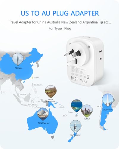 LENCENT Australia New Zealand Power Plug Adapter, US to Australia Adapter - style: Type I-17.5W-Australia China