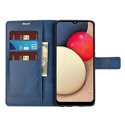 Flip Case for Samsung A03S Wallet PU Leather Magnetic Protective Cellphone Case for Samsung Galaxy A02S A025M A03S A037M Folio Book Cover with Stand (Blue) - color: Blue
