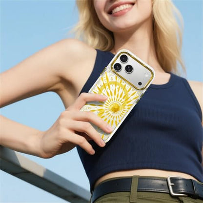 VisEnt Clear Case for iPhone 17 Pro Max, Magnetic Phone Case, Transparent Slim Cover, Military Grade Protection, Shockproof, Anti-Yellowing, Scratch Resistant, Folk Gold Sun - color: Folk Gold Sun, size: Iphone 17 Pro Max