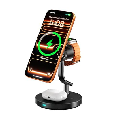 4 in 1 Wireless Charging Station,Qi2.2 Mag-Safe Charger with Cooling Fan
