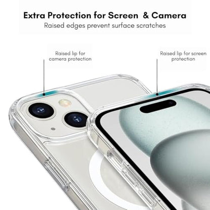 I&H for iPhone 15 6.1 inch Case Crystal Clear Non-Yellowing, Shockproof, Anti-Scratch, Transparent Hard Back Cover with Soft Bumper - size: For iPhone 15