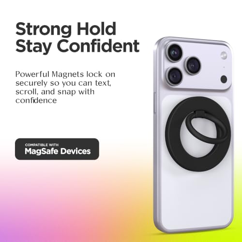 FELONY CASE - Matte Black Ring Grip and Stand - Version 2.0 - Improved Stronger Magnet, Magnetic Phone Ring Holder for iPhone 17,16, 15, 14, 13, 12, Pro, Pro Max, Air - Drop Protection - color: Matte Black