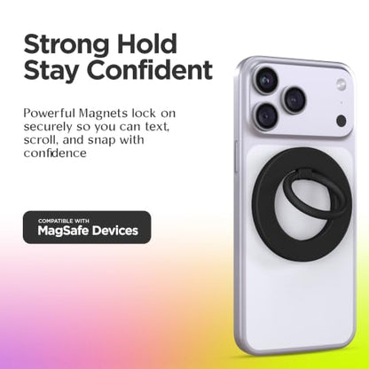FELONY CASE - Matte Black Ring Grip and Stand - Version 2.0 - Improved Stronger Magnet, Magnetic Phone Ring Holder for iPhone 17,16, 15, 14, 13, 12, Pro, Pro Max, Air - Drop Protection - color: Matte Black