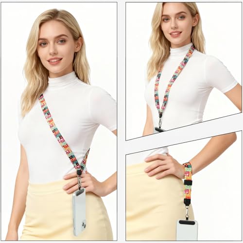 Phone Lanyard Crossbody & Neck, Adjustable Cell Phone Wrist Strap - color: Cats